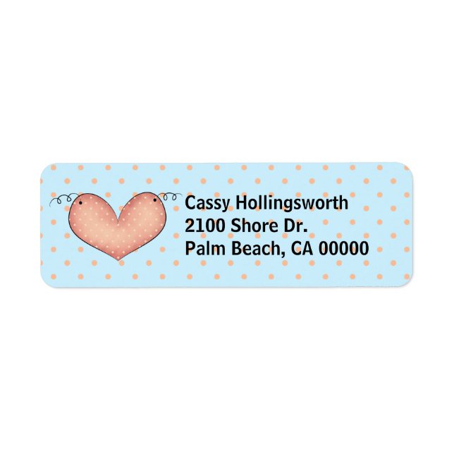 Sweet Polka Dots & Heart Return Address Label (Vorne)