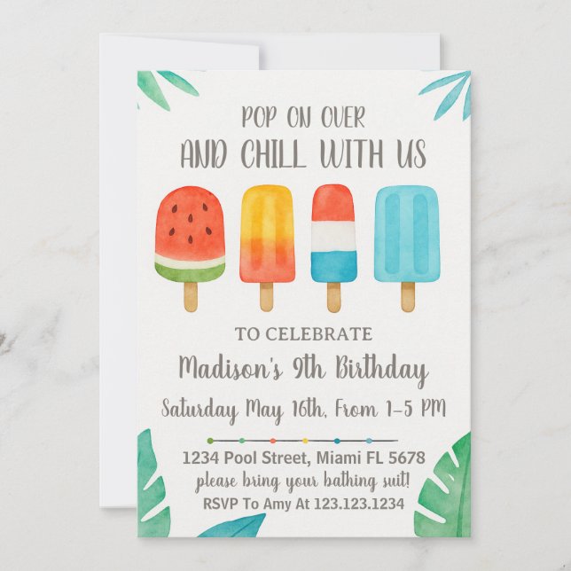 Sweet Popsicle Party Geburtstag Einladung (Vorderseite)
