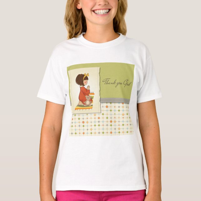 Sweet Praying Girl Thank You God T-Shirt (Vorderseite)