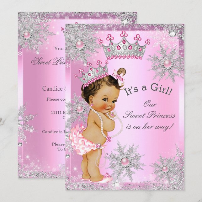 Sweet Princess Baby Shower Wonderland Pink Einladung (Vorne/Hinten)