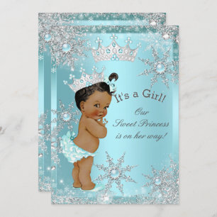 Sweet Princess Girl Baby Dusche Aquamarin ethnisch Einladung