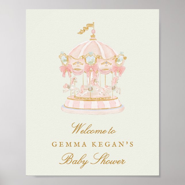 sweet princess green sage baby shower welcome sign poster (Vorne)
