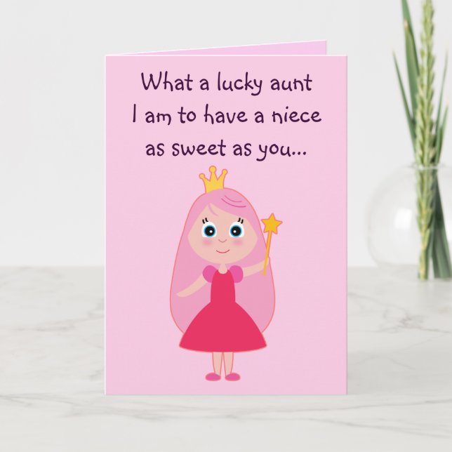 Sweet Princess Happy Birthday Tante to Niece Karte (Vorderseite)