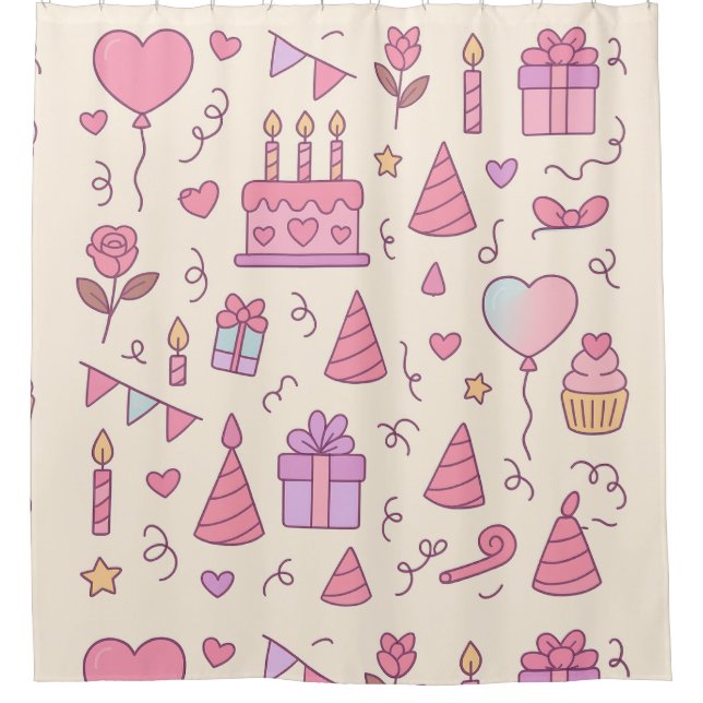Sweet Princess Party Celebration Pattern Duschvorhang (Vorderseite)