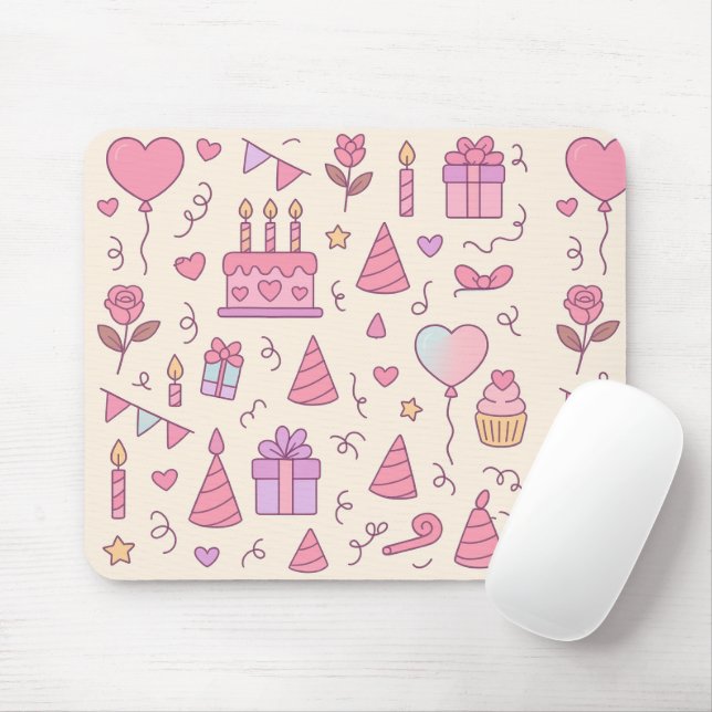 Sweet Princess Party Celebration Pattern Mousepad (Mit Mouse)