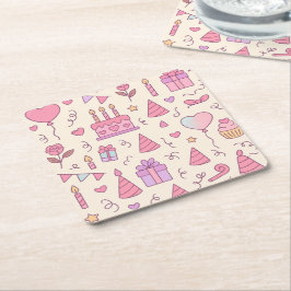 Sweet Princess Party Celebration Pattern Rechteckiger Pappuntersetzer