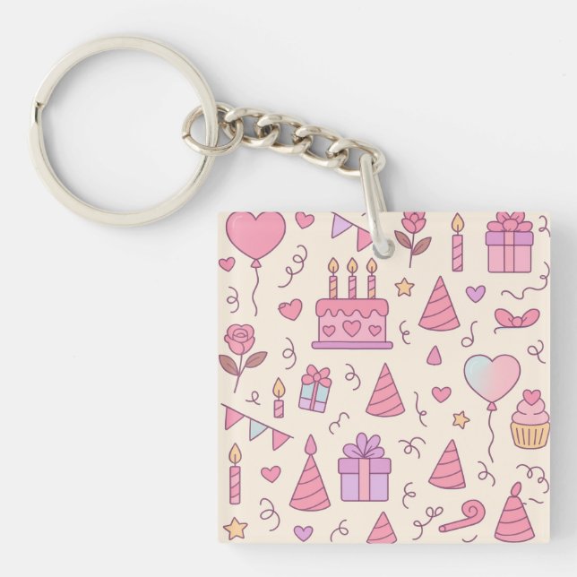 Sweet Princess Party Celebration Pattern Schlüsselanhänger (Vorderseite)
