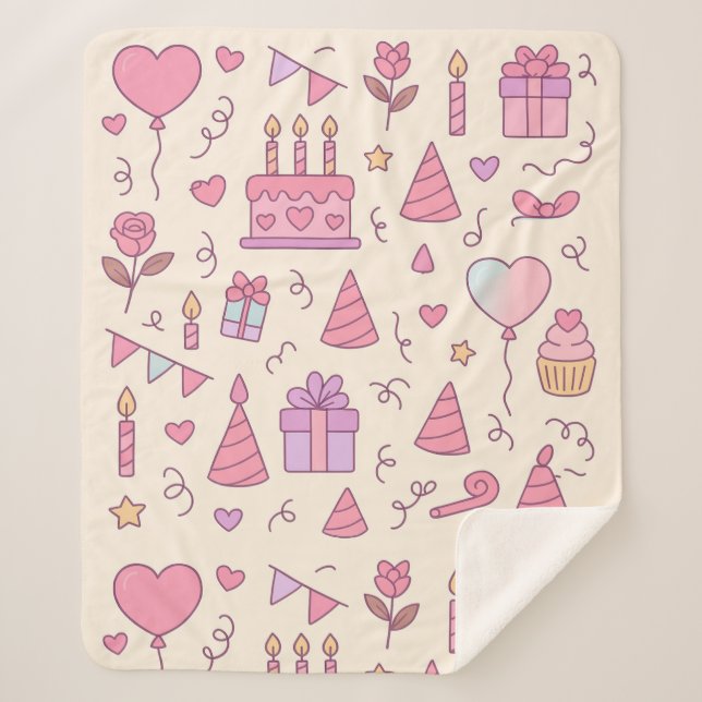 Sweet Princess Party Celebration Pattern Sherpadecke (Vorderseite)