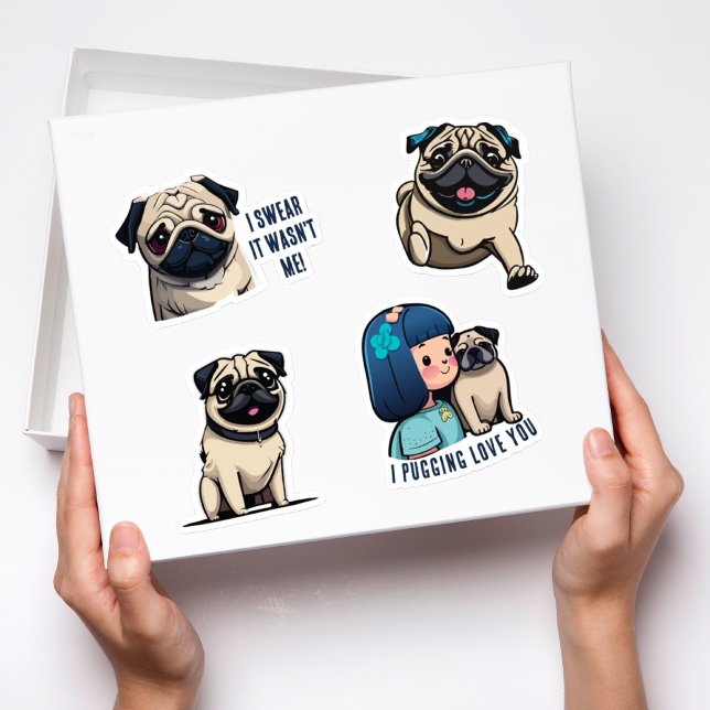 Sweet Pug Stickers Set Aufkleber (Von Creator hochgeladen)