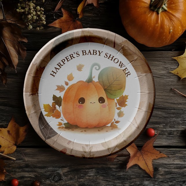 Sweet Pumpkin Fall Baby Dusche Pappteller (Get ready to "squash" the ordinary and embrace the extraordinary with our Fall Baby Shower theme! )