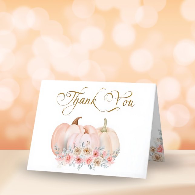 Sweet Pumpkin Floral Baby Dusche Dankeskarte (Von Creator hochgeladen)