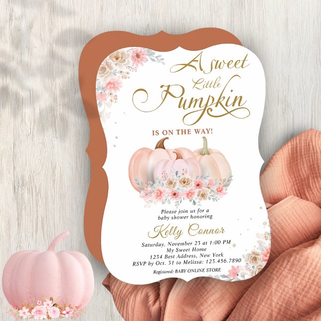 Sweet Pumpkin Floral Baby Dusche Einladung (Von Creator hochgeladen)