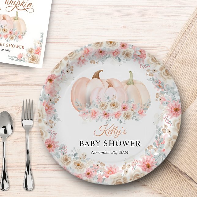 Sweet Pumpkin Floral Baby Dusche Pappteller (Von Creator hochgeladen)