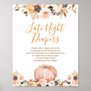 Sweet Pumpkin Rustic Floral Spate Night Diapers Poster