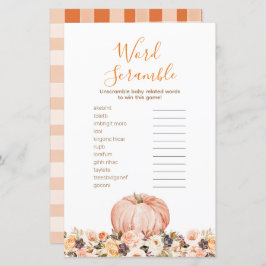 Sweet Pumpkin Rustic Floral Word Scramble