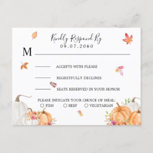 Sweet Pumpkin Wedding RSVP Card Einladungspostkarte