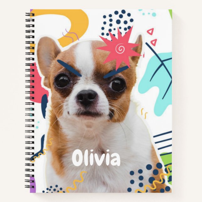 Sweet Puppy Gemustert Notebook - Personalisiert Notizbuch (Vorderseite)