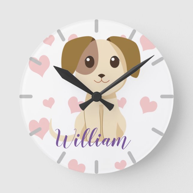 Sweet Puppy  Runde Wanduhr (Vorderseite)
