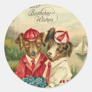 Sweet Pups Beste Geburtstagswünsche Runder Aufkleber
