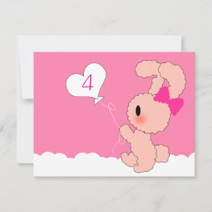Sweet Rabbit Niedlich 4. Geburtstag Einladung