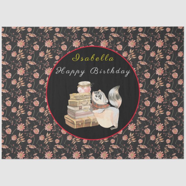 Sweet Raccoon Anpassen von Text und Farbe Seidenpapier (Vorderseite)