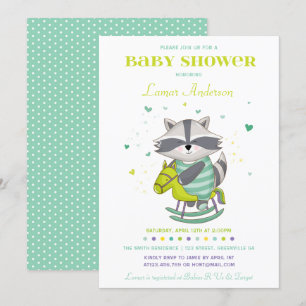 Sweet Raccoon Baby Dusche Einladung