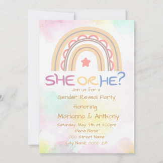 Sweet Rainbow Gender Reveal Party Einladung