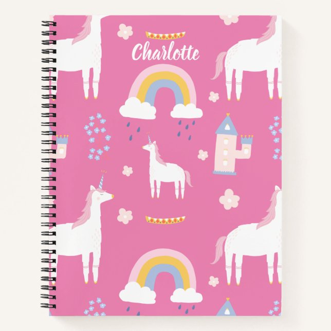 Sweet Rainbow Unicorn Blume Notizbuch (Vorderseite)