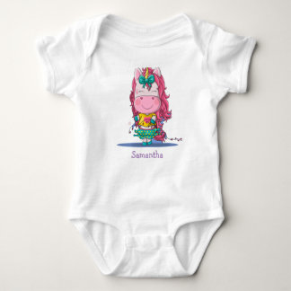 Sweet Rainbow Unicorn Party Baby Bodysuit Strampler
