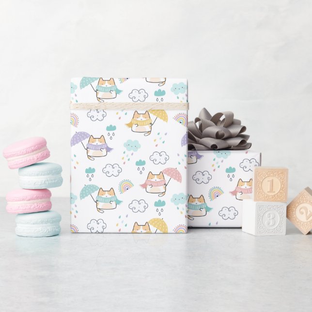 Sweet Rainy Day Muster Wrapping Paper Roll Geschenkpapier (Babyparty)