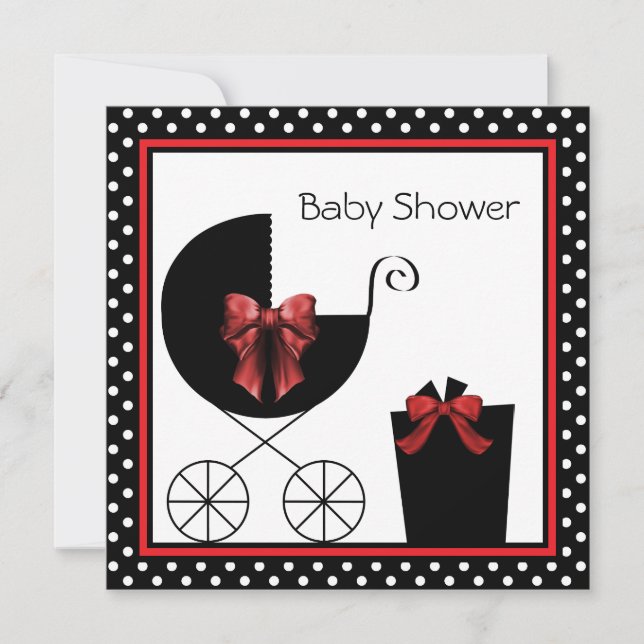 Sweet Red and Black Baby Dusche Einladung (Vorderseite)