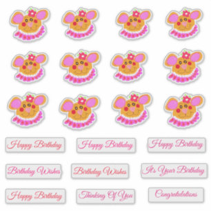 Sweet Red and Pink Teddy Bear Geburtstag Aufkleber
