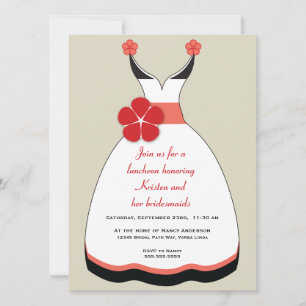 Sweet Red and Taupe Wedding Dress Einladung