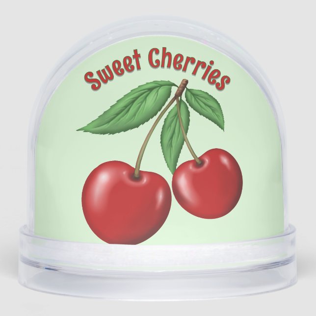 Sweet Red Cherries Personalized Schneekugeln (Vorderseite)