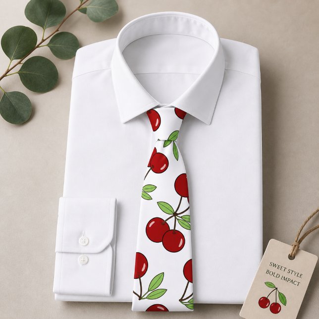 Sweet Red Cherry Muster Krawatte (Von Creator hochgeladen)