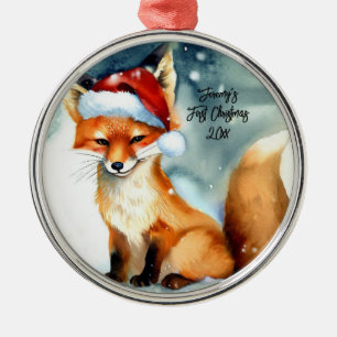 Sweet Red Fox in Snow Erster Weihnachten Ornament Aus Metall
