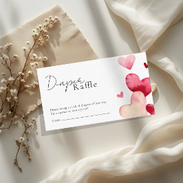 Sweet Red Hearts Baby Shower Diaper Raffle Ticket Begleitkarte