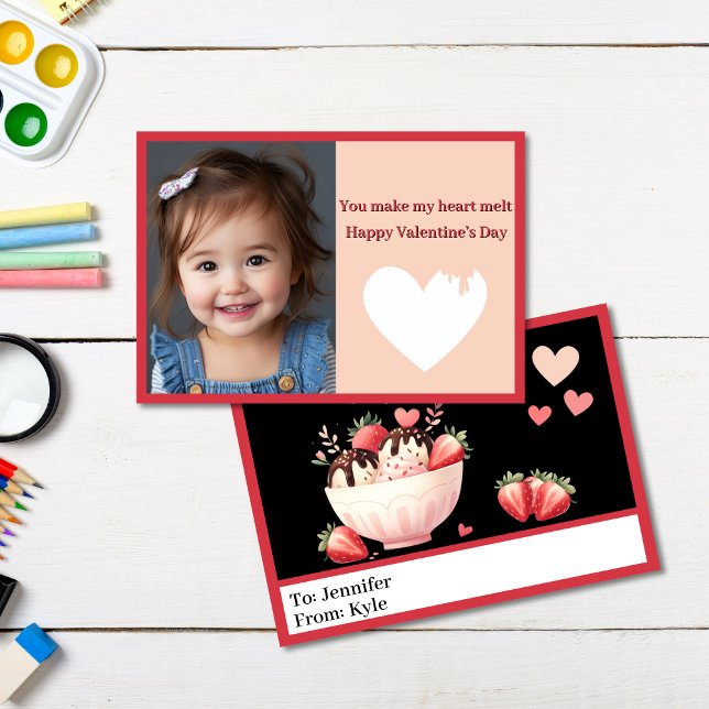 Sweet Red Ice Creme Foto Unterkunft Valentine Karte (Red Photo Sundae Classroom Valentine
)
