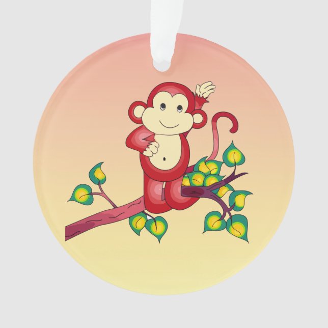 Sweet Red Monkey Animal Acrylic Ornament (Vorderseite)