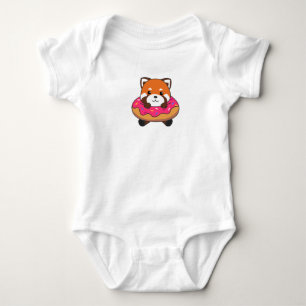 Sweet Red Panda Funny Animes in Donut Pink Baby Strampler