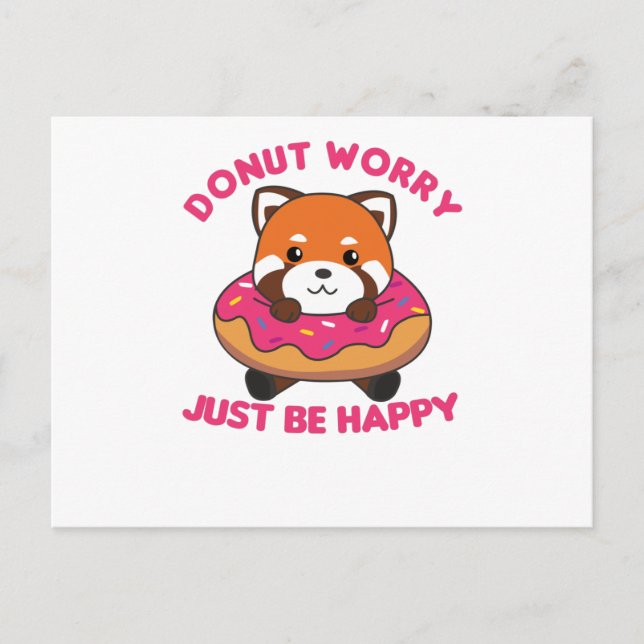 Sweet Red Panda Funny Animes in Donut Pink Postkarte (Vorderseite)