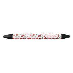 Sweet Red Pink Cherry Muster Monogramm Kugelschreiber