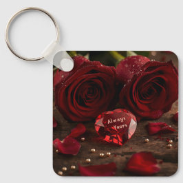 Sweet Red Rose Romantic Valentine Heart Keychain Schlüsselanhänger
