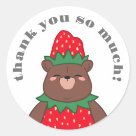 Sweet Red Strawberry Bear Baby Dusche Vielen Dank Runder Aufkleber