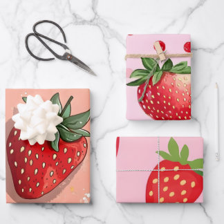 Sweet Red Strawberry Geschenkpapier Set