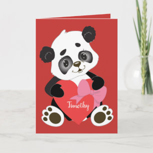 Sweet Red Valentine's Day Card mit Panda Design Feiertagskarte