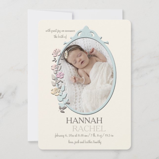 Sweet Reflection Foto Birth Ankündigung (Vorderseite)