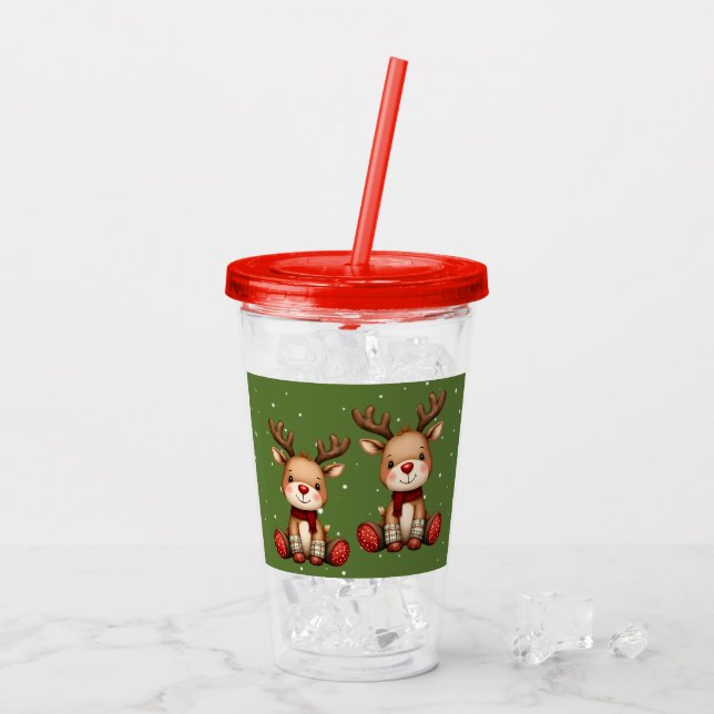 Sweet Reindeer Pair in Holiday Snowfall Acryltrinkbecher (Rückseite Ice)