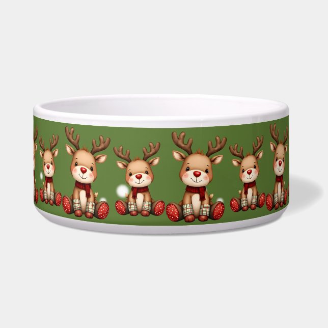 Sweet Reindeer Pair in Holiday Snowfall Napf (Vorderseite)