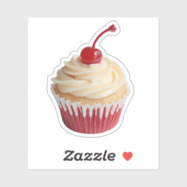 Sweet Retro Cherry Topped Cupcake Aufkleber